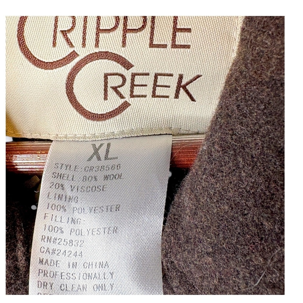 Cripple Creek Mens Vest XL Wool Blend Brown Full Button Pockets Collar XL - Picture 6 of 6